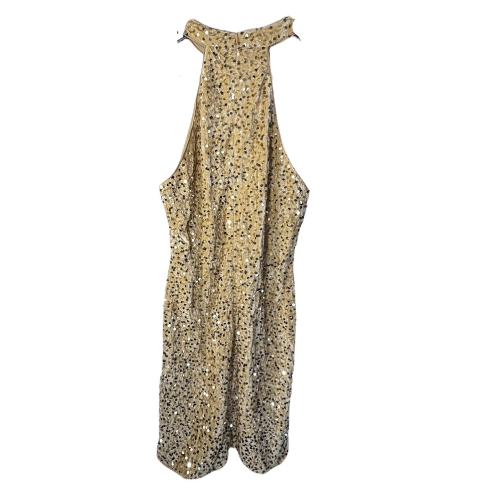 NWT Kaei&Shi Gold Sequin Velvet Halter Mini Dress Party Cocktail XL - Picture 7 of 7
